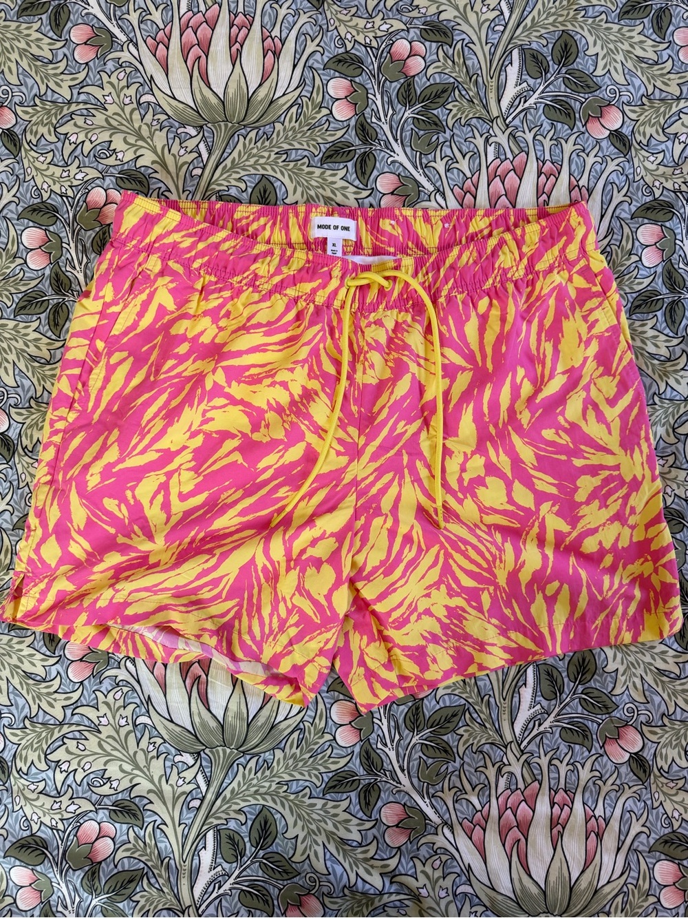 Mode Of One Bright Pink and Yellow Patterned Swim Shorts. Size Xl. Never used.